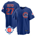 Chicago Cubs #27 Seiya Suzuki Player Royal REYNOLDS 150th Anniversary Home Game Stitched Jerseys