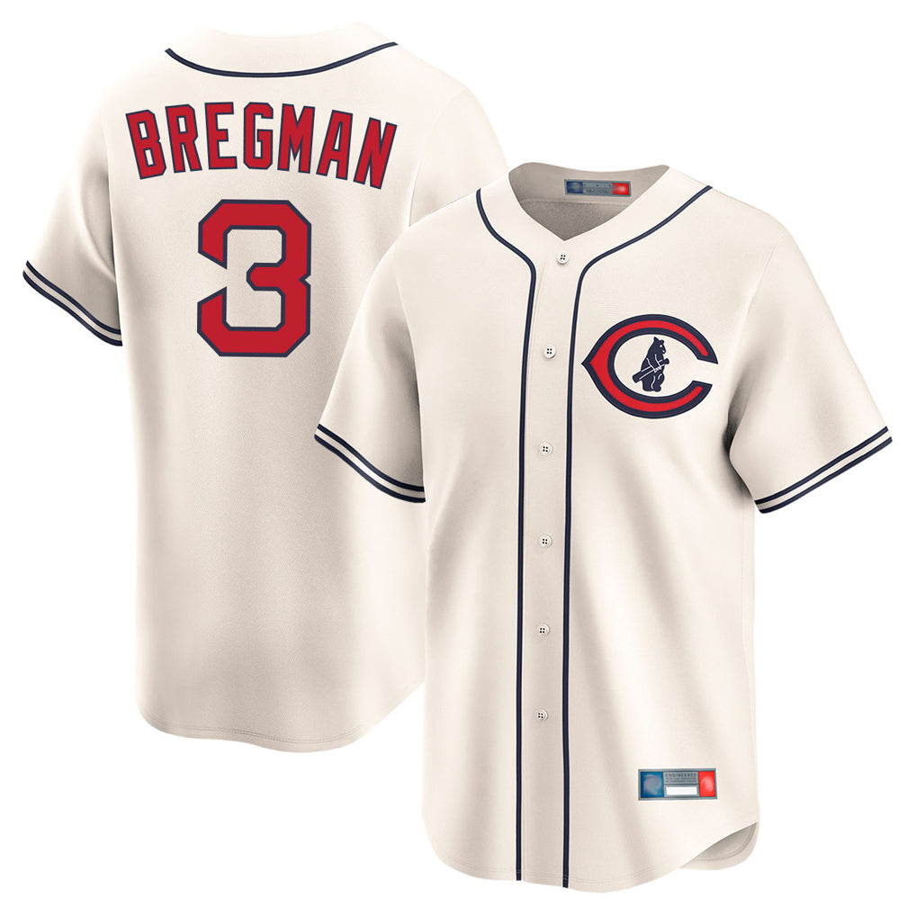 Chicago Cubs #3 Alex Bregman Player Cream REYNOLDS Field of Dreams Limited Home Game Stitched Jerseys