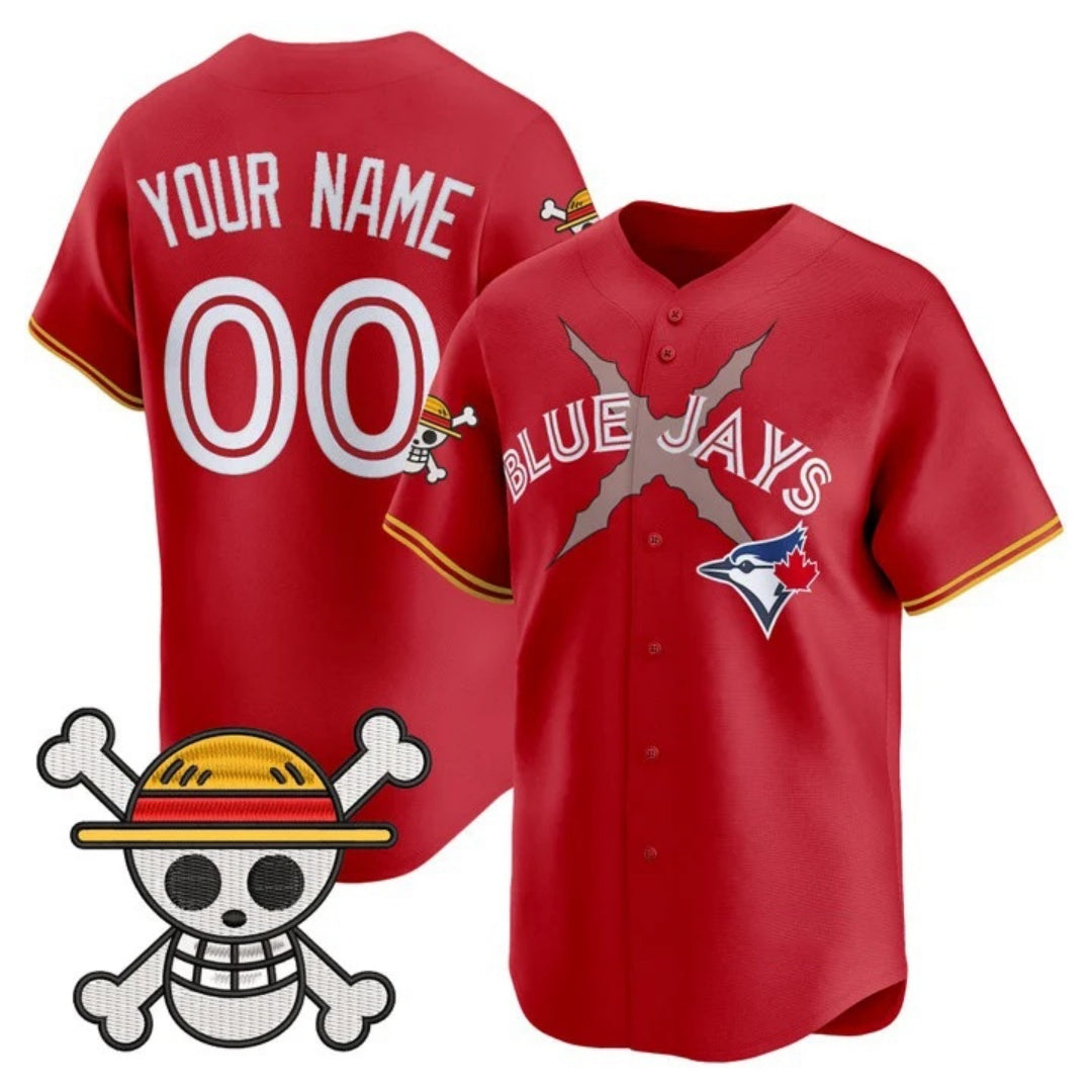 Custom Toronto Blue Jays x One Piece Red REYNOLDS Vapor Premier Limited Jersey - Stitched