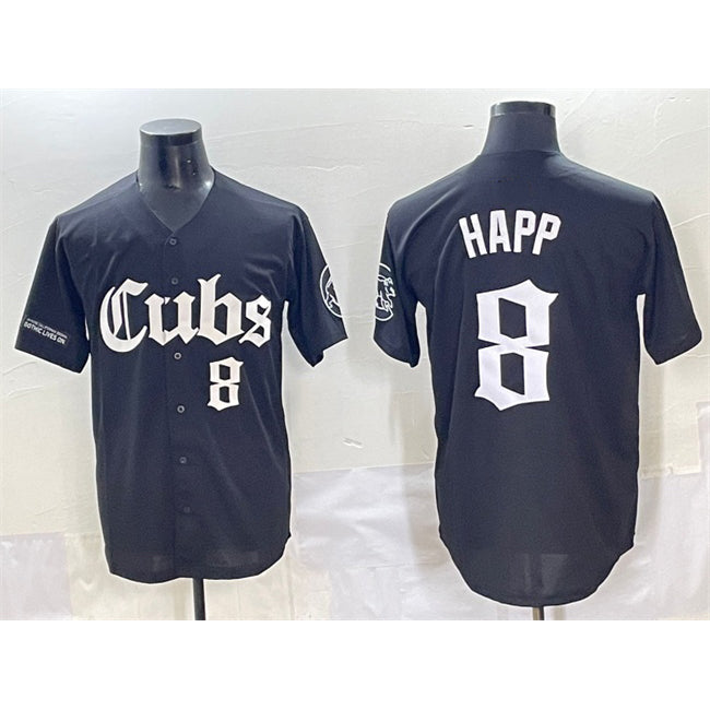 Chicago Cubs #8 Ian Happ Black REYNOLDS 'Gothic North Side Edition' Vapor Premier Limited Stitched Jersey