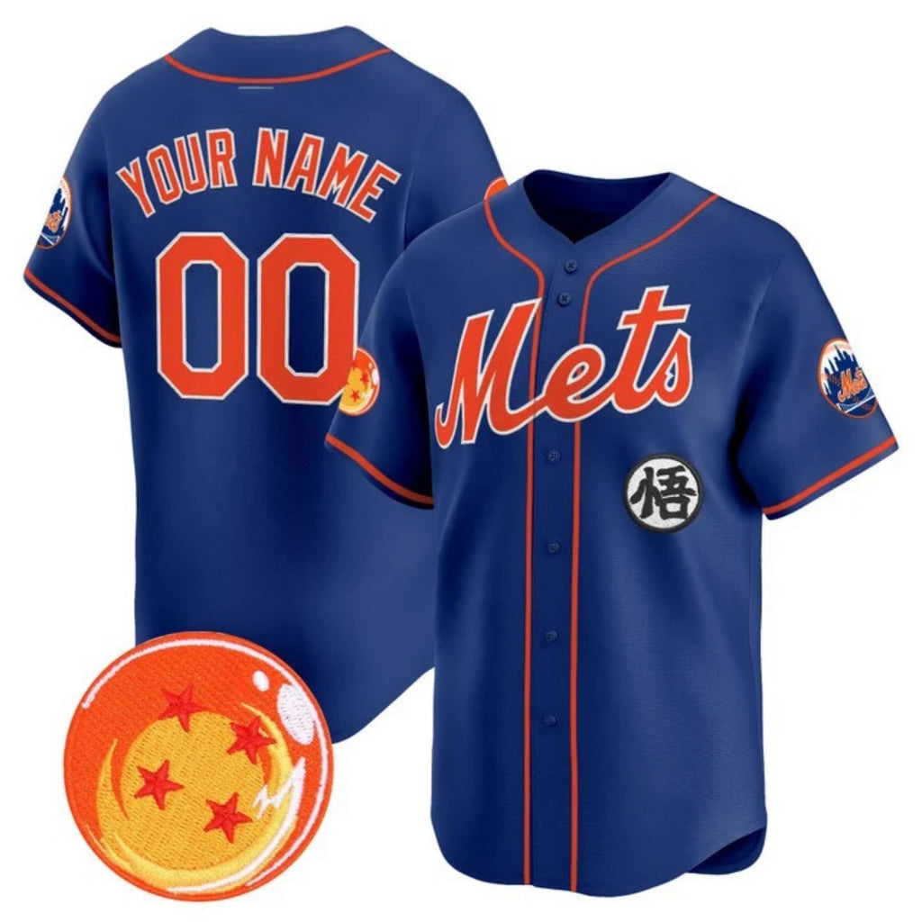 Custom New York Mets x Dragon Ball Royal REYNOLDS Vapor Premier Limited Jersey - All Stitched