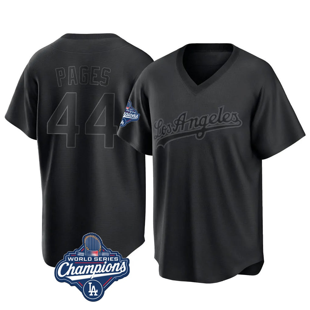 Los Angeles Dodgers #44 Andy Pages Player Black REYNOLDS World Series Meet Pitch Fashion T-shirt Stitched Jerseys