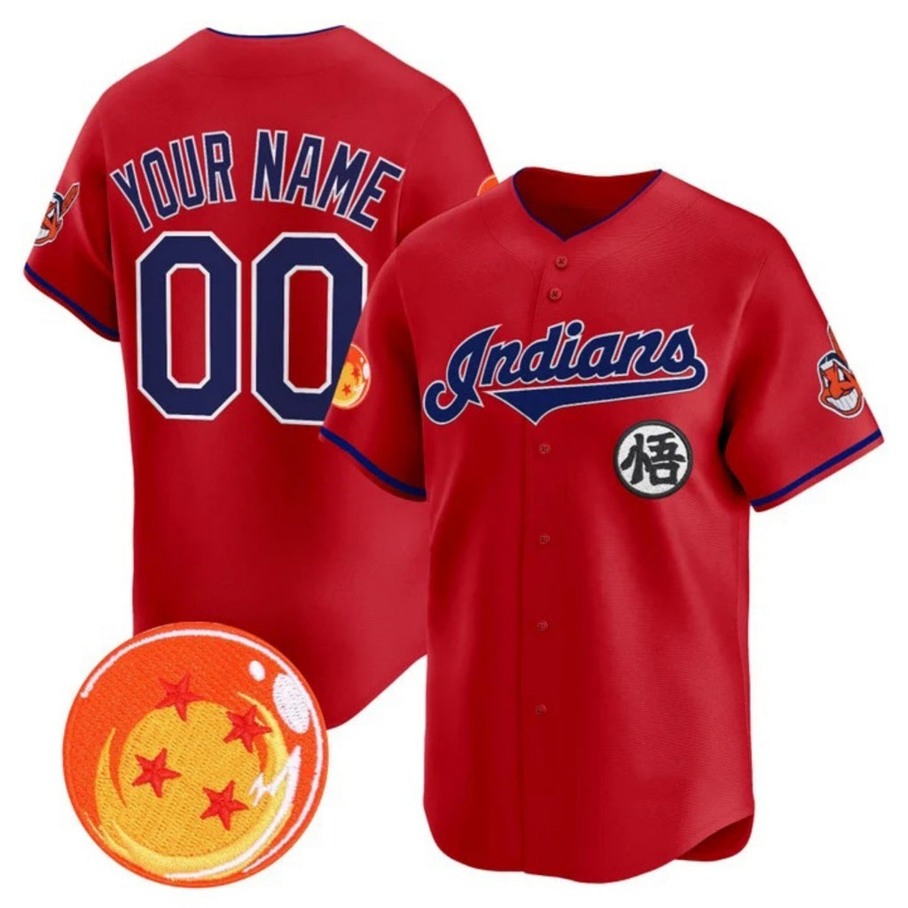 Custom Cleveland Indians x Dragon Ball Red REYNOLDS Vapor Premier Limited Jersey - All Stitched