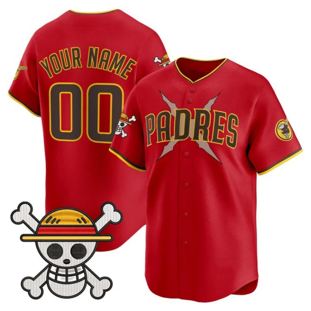 Custom San Diego Padres x One Piece Red REYNOLDS Vapor Premier Limited Jersey - Stitched