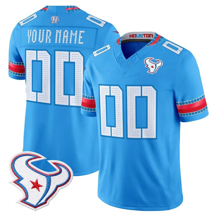 Custom H.Texans Rivalries Blue Jersey - All Stitched Jersey REYNOLDS