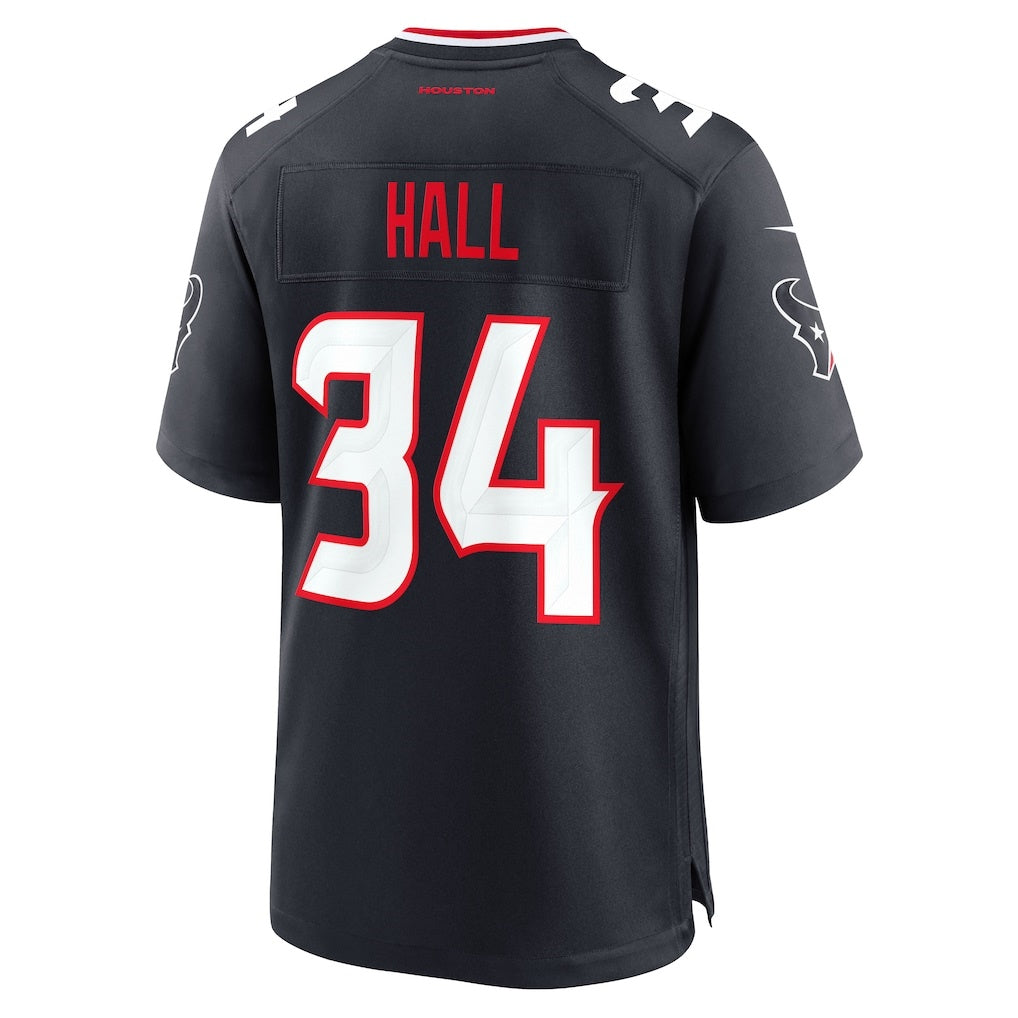 H.Texans #34 Bryce Hall Navy Team Game Jersey REYNOLDS