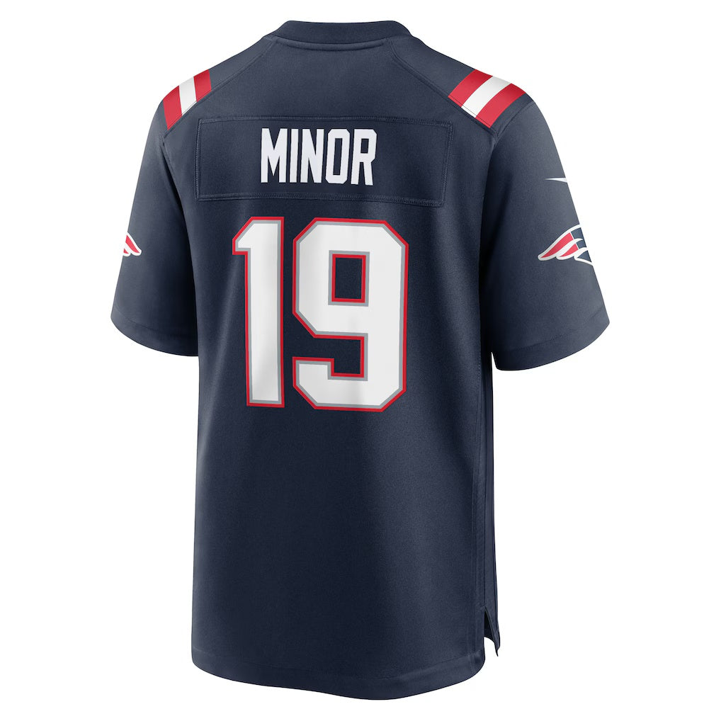 NE.Patriots #19 Kobee Minor Navy Team Game Jersey REYNOLDS