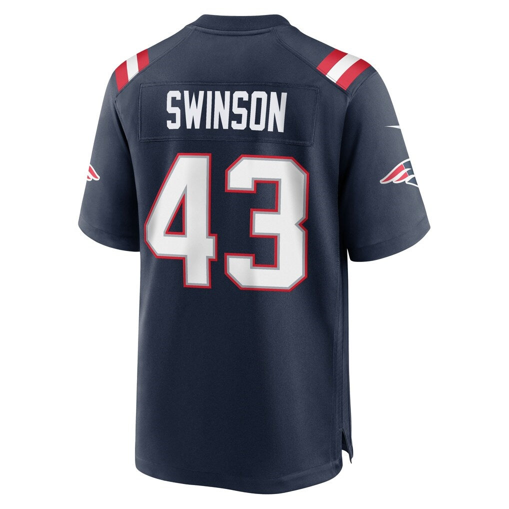 NE.Patriots #43 Bradyn Swinson Navy Team Game Jersey REYNOLDS