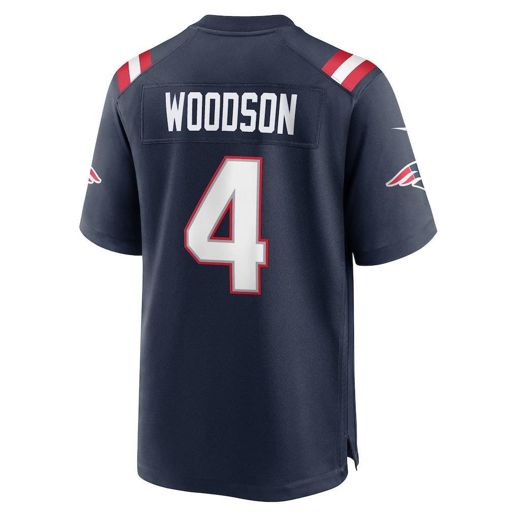 NE.Patriots #4 Craig Woodson Navy Team Game Jersey REYNOLDS