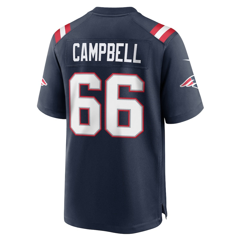 NE.Patriots #66 Will Campbell Navy Team Game Jersey REYNOLDS