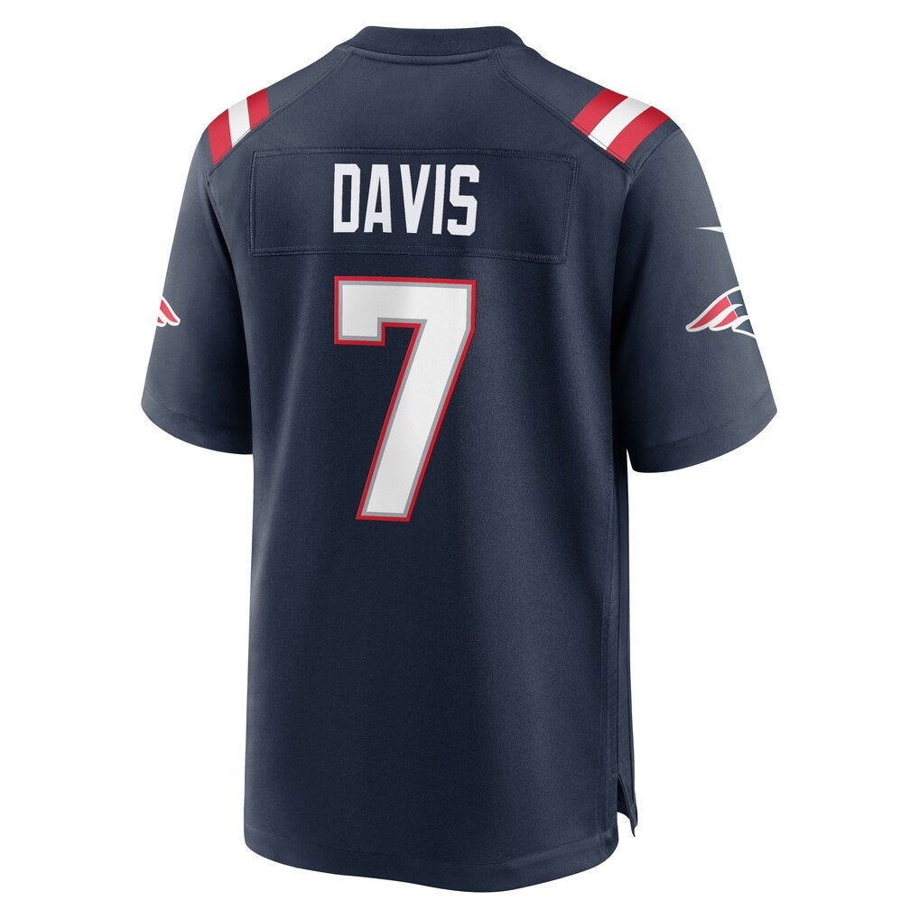 NE.Patriots #7 Carlton Davis Navy Team Game Jersey REYNOLDS