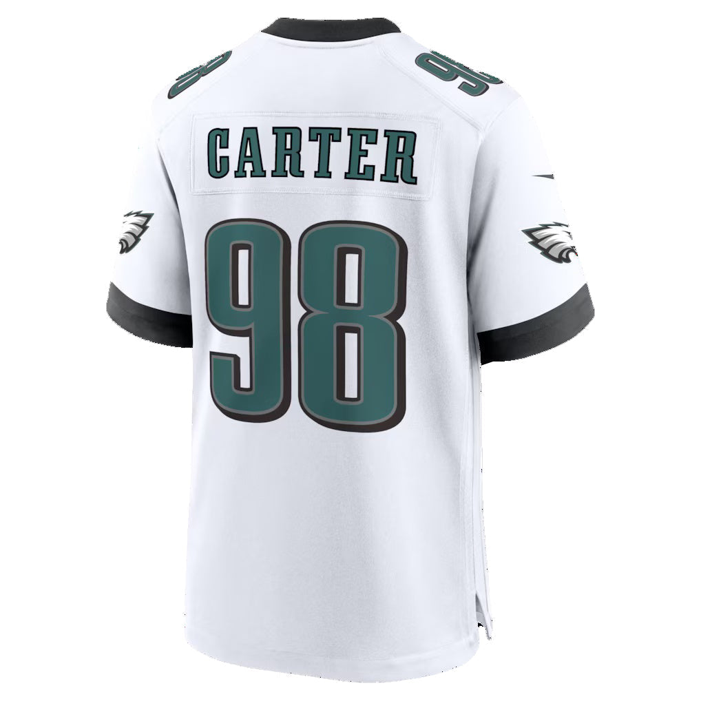P.Eagles #98 Jalen Carter White Game Jersey REYNOLDS