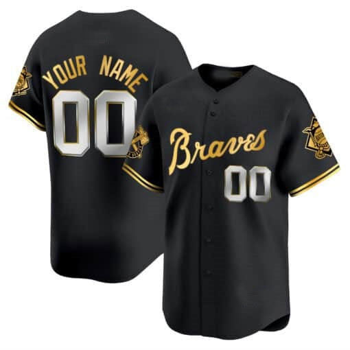 Custom Atlanta Braves Peaches n¡¯ Cream Vapor Premier Limited Jersey ¨C Black Gold REYNOLDS