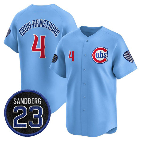 Chicago Cubs #4 Pete Crow-Armstrong Blue REYNOLDS 'Ryne Sandberg Tribute' Vapor Limited V2 Stitched Jersey