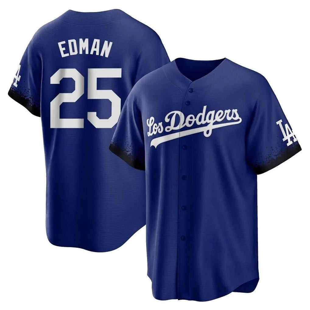 Los Angeles Dodgers #25 Tommy Edman Player Royal REYNOLDS City Connect Home Game Stitched Jerseys
