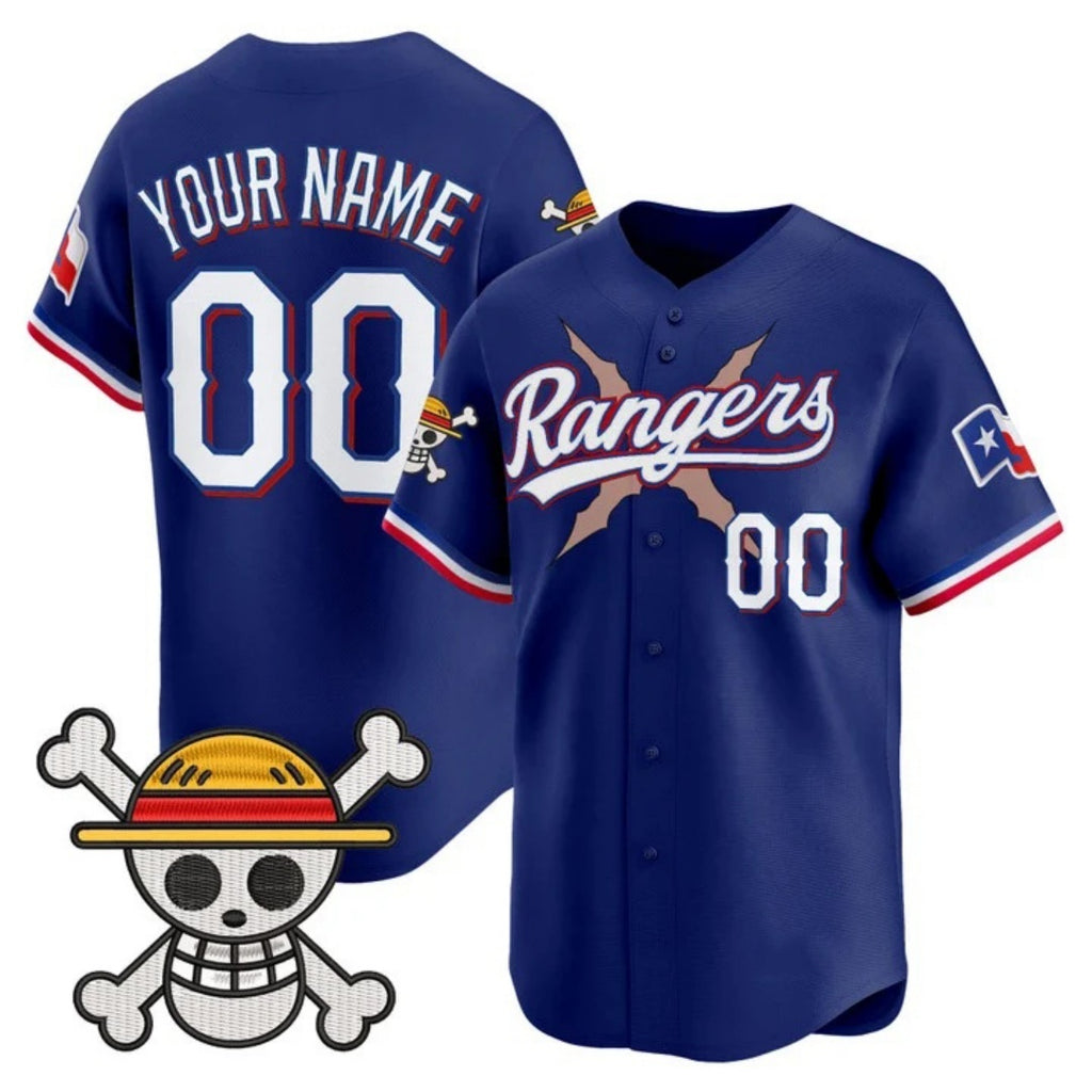 Custom Texas Rangers x One Piece Royal REYNOLDS Vapor Premier Limited Jersey - Stitched