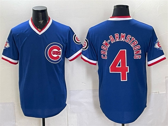 Chicago Cubs #4 Pete Crow-Armstrong Royal REYNOLDS 150th Anniversary Throwback Vapor Limited Stitched Jersey