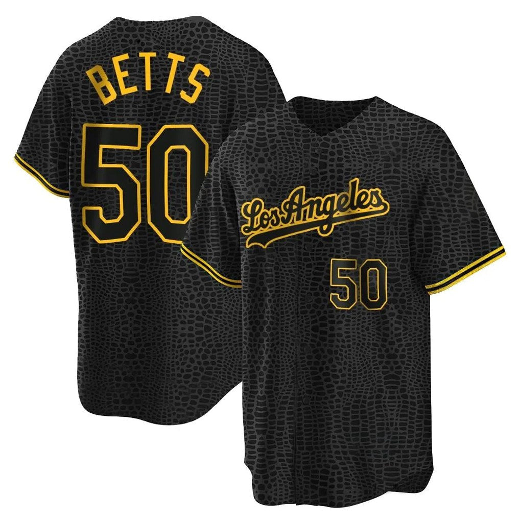 Los Angeles Dodgers #50 Mookie Betts Player Black Gold REYNOLDS Limited Home Stitched Jerseys