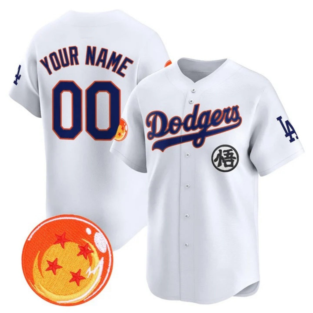 Custom Los Angeles Dodgers x Dragon Ball White REYNOLDS Vapor Premier Limited Jersey - Stitched