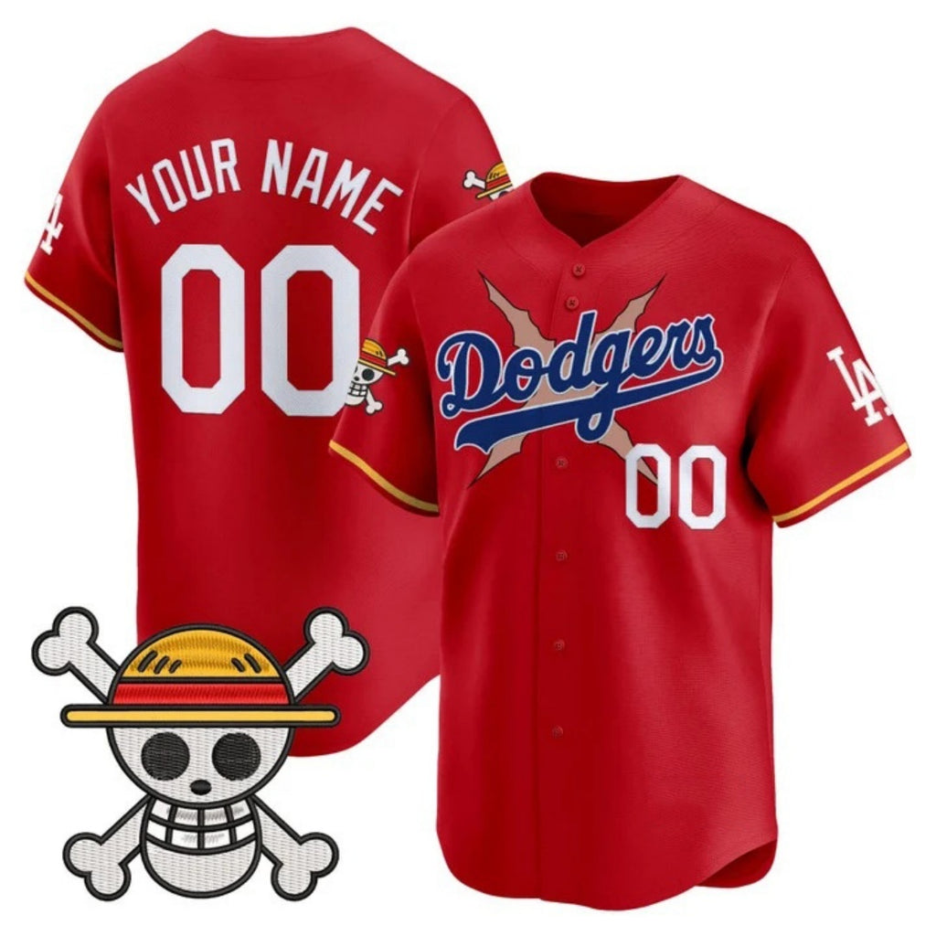 Custom Los Angeles Dodgers x One Piece Red REYNOLDS 2025 Vapor Premier Limited Jersey - Stitched