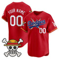 Custom Los Angeles Dodgers x One Piece Red REYNOLDS 2025 Vapor Premier Limited Jersey - Stitched