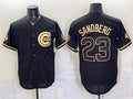 Chicago Cubs #23 Ryne Sandberg Black Gold REYNOLDS 150th Anniversary Patch Stitched Jersey