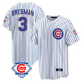 Chicago Cubs #3 Alex Bregman Player White REYNOLDS 150th Anniversary Home Game Stitched Jerseys