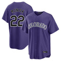Colorado Rockies #22 Mickey Moniak Player Purple REYNOLDS Game Home Stitched Jerseys