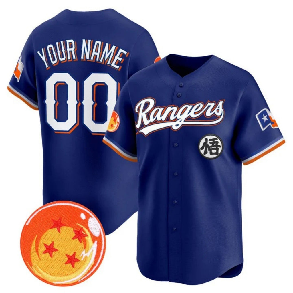 Custom Texas Rangers x Dragon Ball Royal REYNOLDS Vapor Premier Limited Jersey - All Stitched