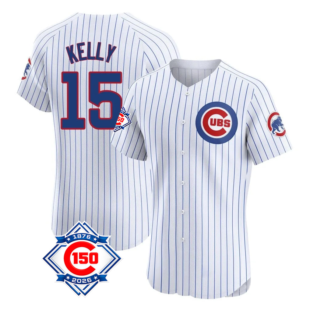 Chicago Cubs #15 Carson Kelly Player White REYNOLDS 150th Anniversary Limited Elite Home Game Stitched Jerseys