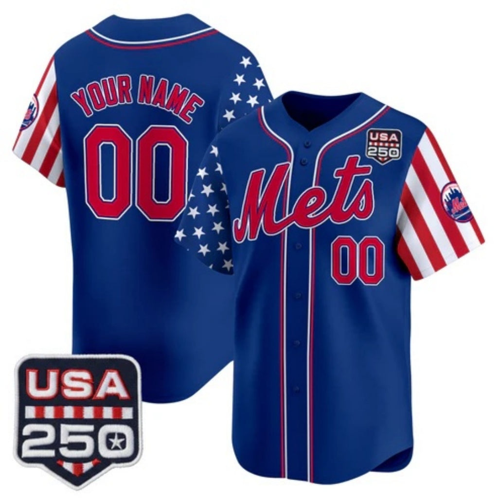 Custom New York Mets America 250 Edition Vapor Premier Limited Royal REYNOLDS Stitched Jerseys