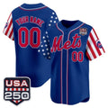 Custom New York Mets America 250 Edition Vapor Premier Limited Royal REYNOLDS Stitched Jerseys