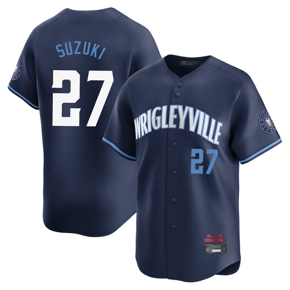 Chicago Cubs #27 Seiya Suzuki Player Navy REYNOLDS City Connect Limited Home Stitched Jerseys