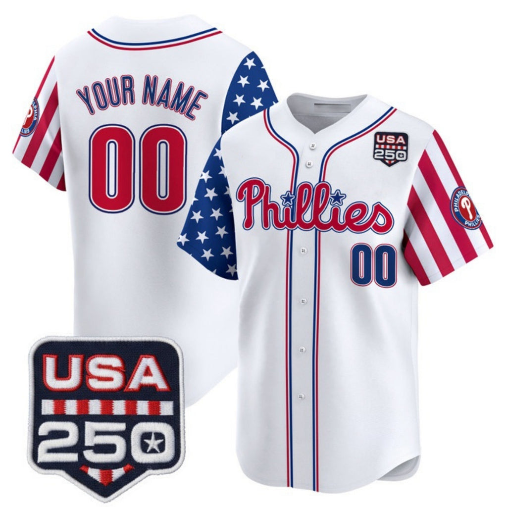 Custom Philadelphia Phillies America 250 Edition Vapor Premier Limited White REYNOLDS Stitched Jerseys-1