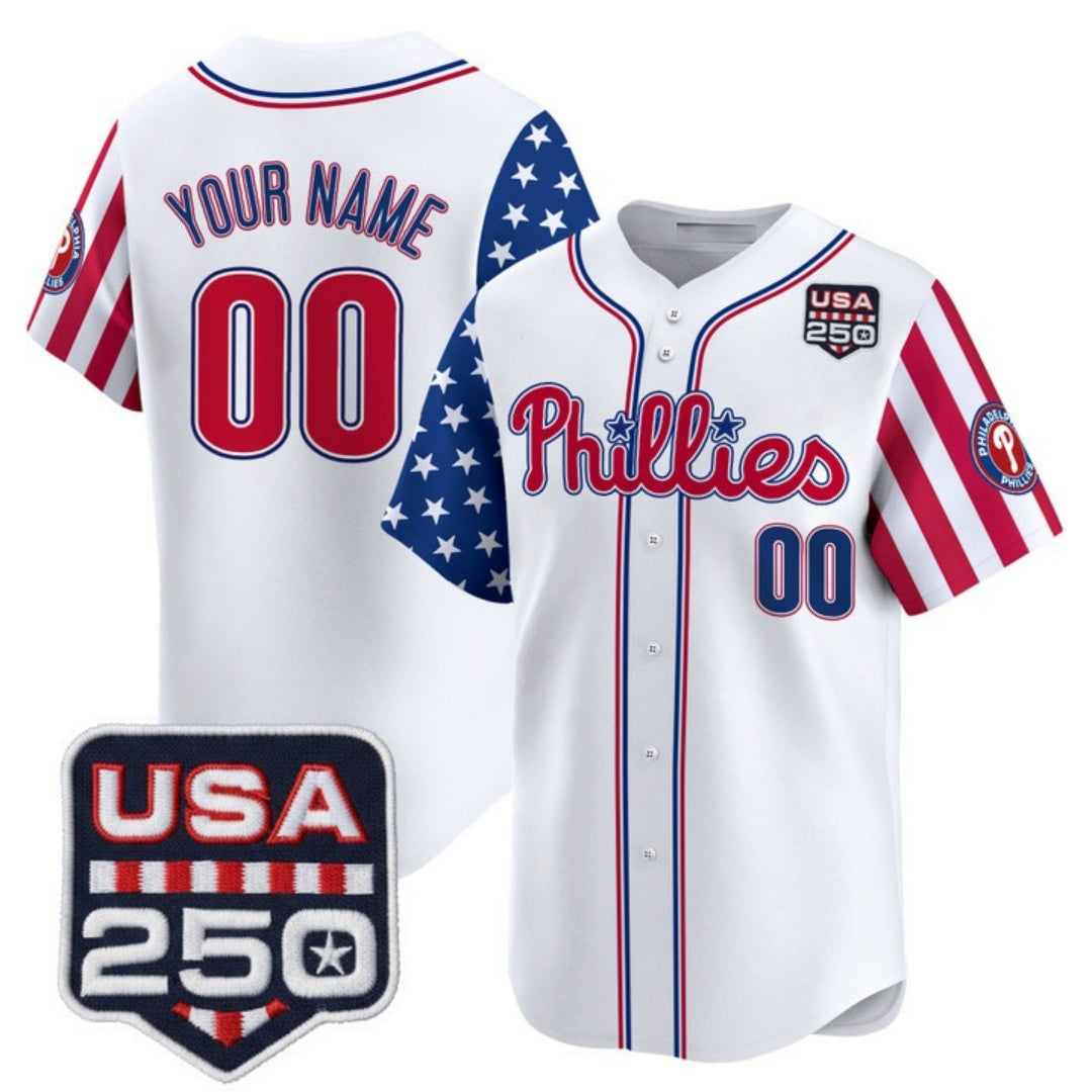 Custom Philadelphia Phillies America 250 Edition Vapor Premier Limited White REYNOLDS Stitched Jerseys-1