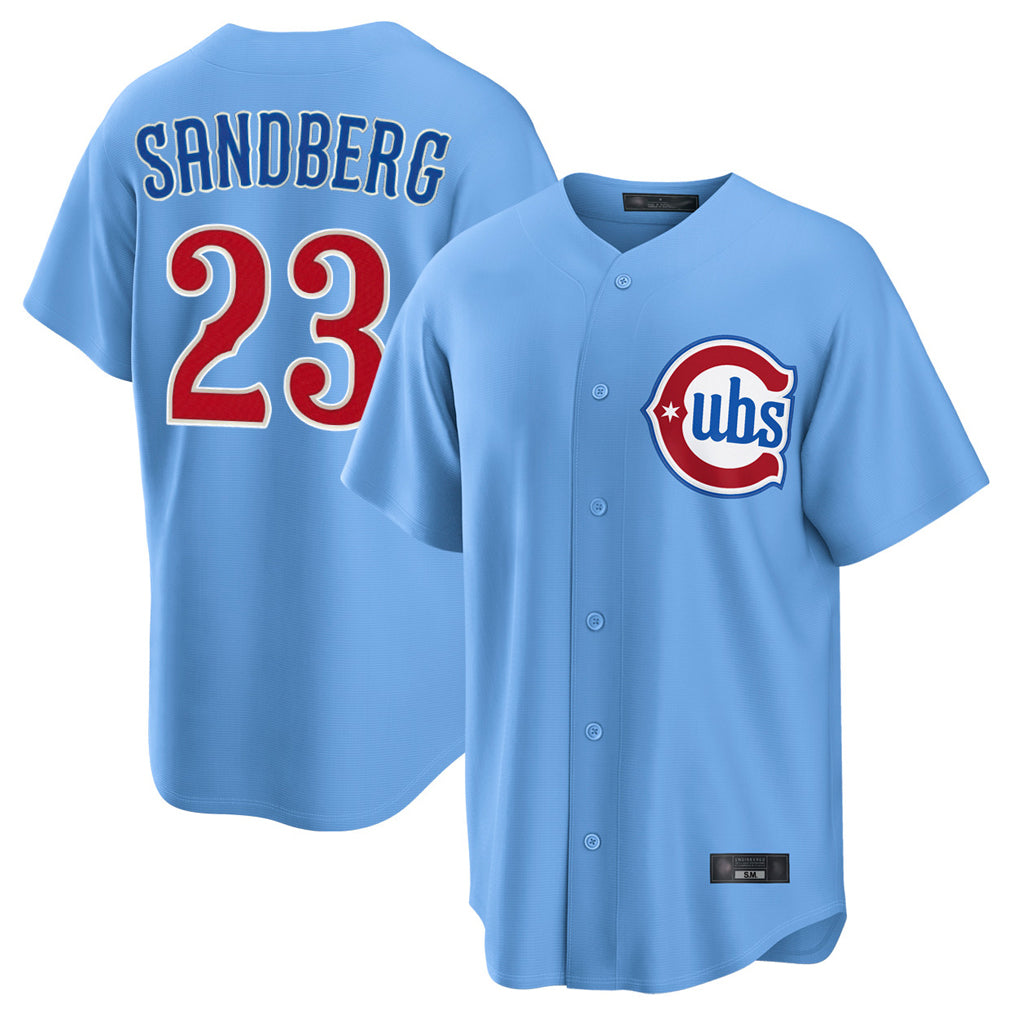 Chicago Cubs #23 Ryne Sandberg Player Light Blue REYNOLDS Home Game Stitched Jerseys
