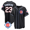 Chicago Cubs #23 Ryne Sandberg Player Black REYNOLDS Fashion Out 150th Anniversary Game Stitched Jerseys