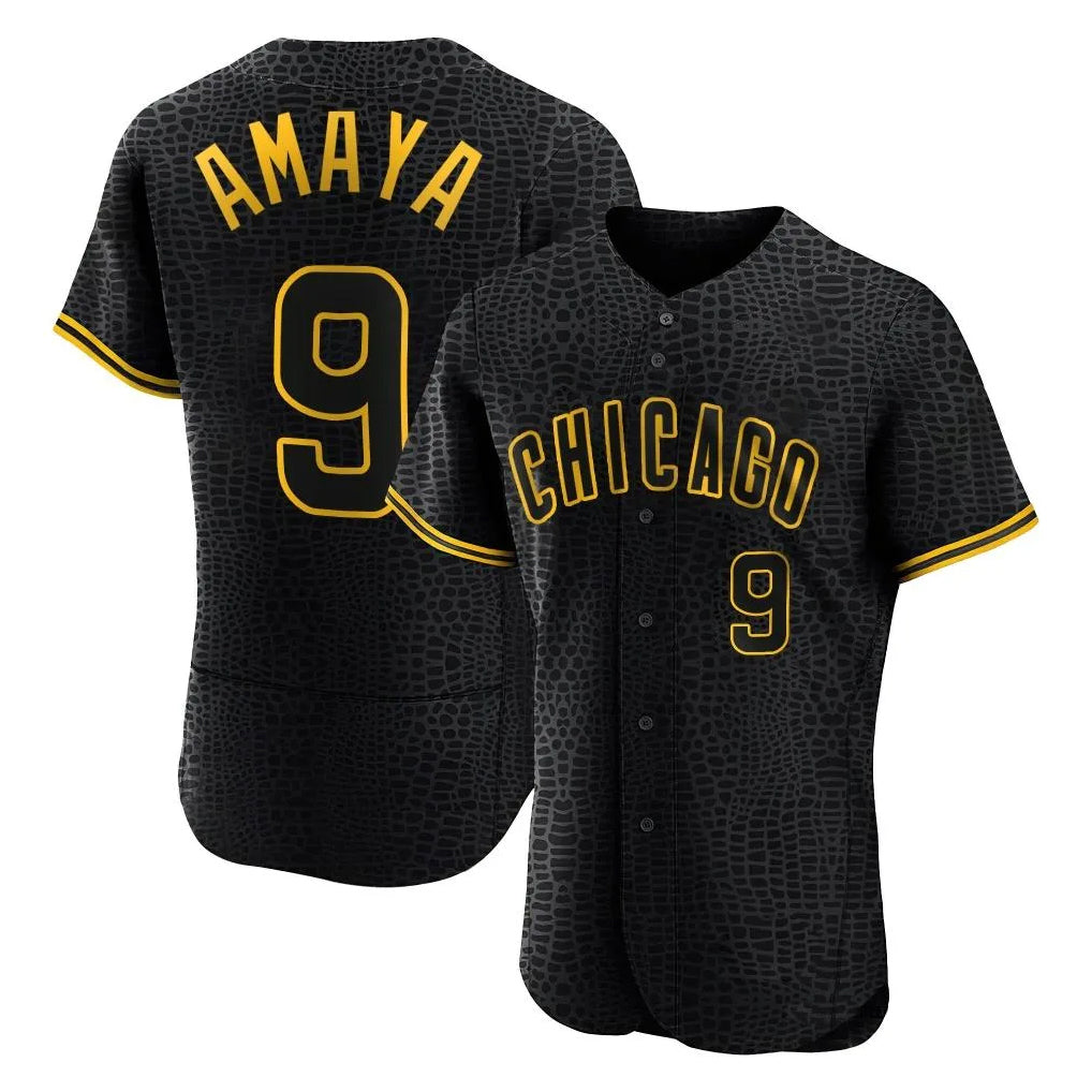 Chicago Cubs #9 Miguel Amaya Player Black REYNOLDS Snake Skin City Limited Elite Home Game Stitched Jerseys