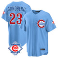 Chicago Cubs #23 Ryne Sandberg Player Light Blue REYNOLDS 150th Anniversary Home Game Stitched Jerseys
