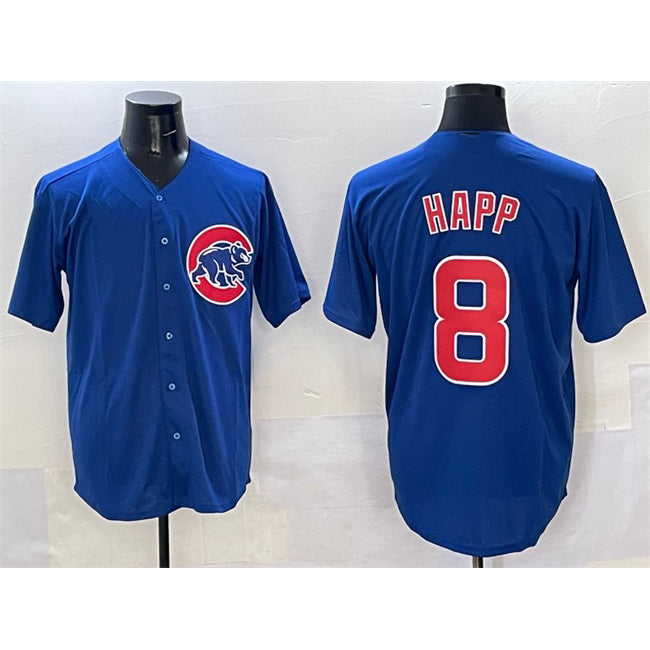 Chicago Cubs #8 Ian Happ Royal REYNOLDS Cool Base Stitched Jersey