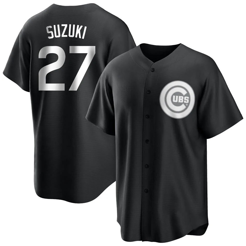 Chicago Cubs #27 Seiya Suzuki Player Black REYNOLDS Game Stitched Jerseys