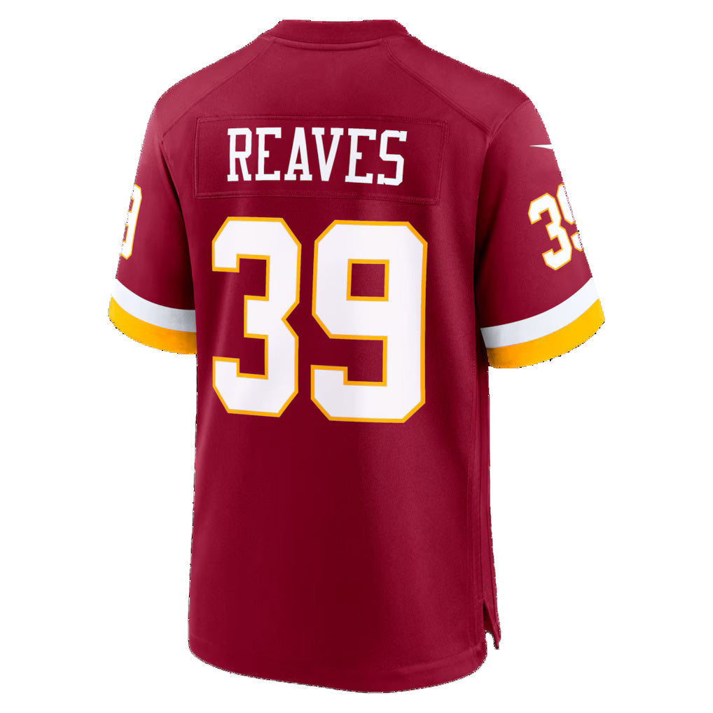 W.Commanders #39 Jeremy Reaves Burgundy REYNOLDS Game Jersey