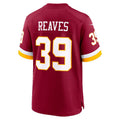 W.Commanders #39 Jeremy Reaves Burgundy REYNOLDS Game Jersey