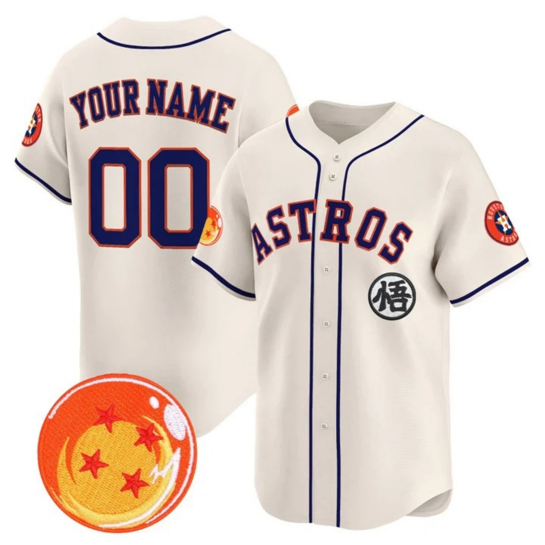 Custom Houston Astros x Dragon Ball Cream REYNOLDS Vapor Premier Limited Jersey - All Stitched