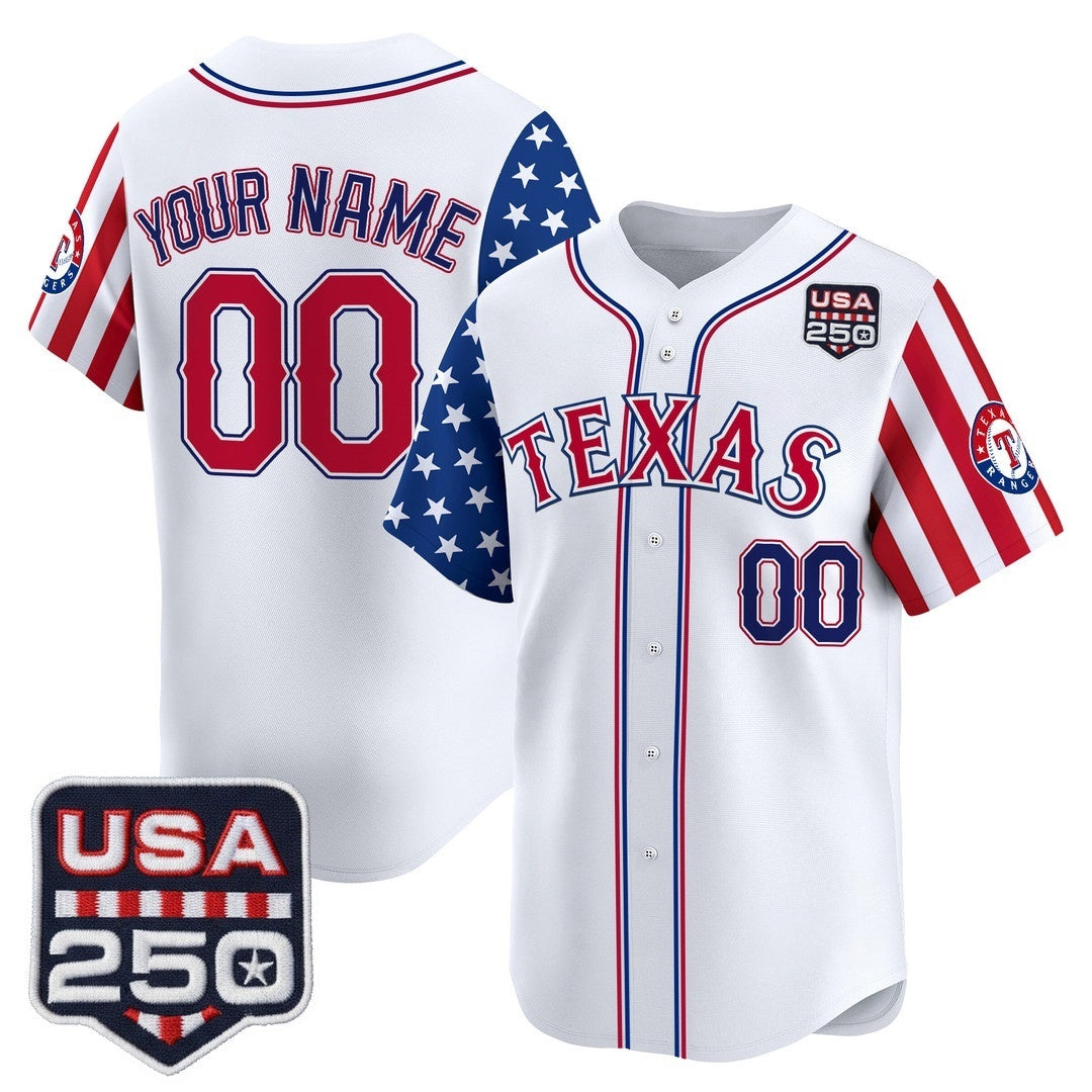Custom Texas Rangers America 250 Edition Vapor Premier Limited White REYNOLDS Stitched Jerseys