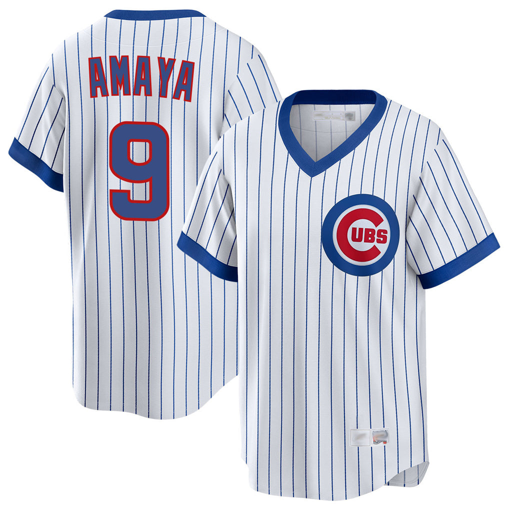 Chicago Cubs #9 Miguel Amaya Player White REYNOLDS T-shirt Cooperstown Collection Limited Stitched Jerseys