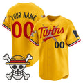 Custom Minnesota Twins x One Piece Gold REYNOLDS Vapor Premier Limited Jersey - Stitched