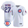 Chicago Cubs #27 Seiya Suzuki Player White REYNOLDS 150th Anniversary Limited Home Game Stitched Jerseys