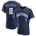 Chicago Cubs #2 Nico Hoerner Player Navy REYNOLDS City Connect Limited Elite Home Stitched Jerseys