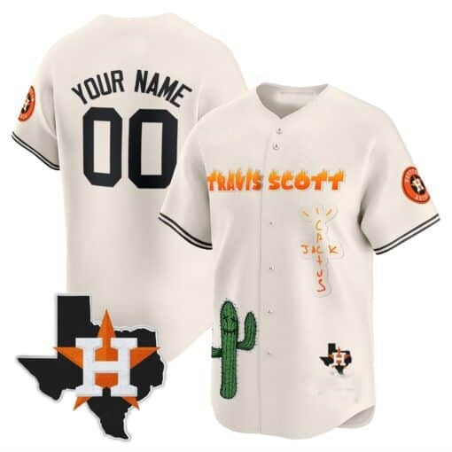 Custom Houston Astros Cactus Jack Patch Vapor Premier Limited Jersey V9 ¨C Stitched-Cream REYNOLDS